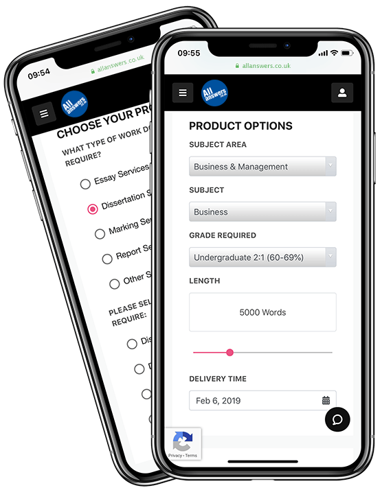 Screenshot of UKDiss.com order form on a mobile phone