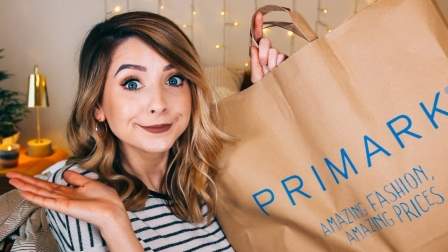 Social media influencer Zoella with Primark bag