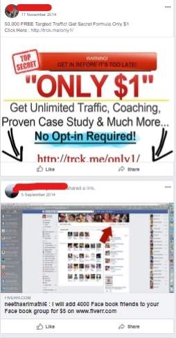 Screenshot of Facebook advert